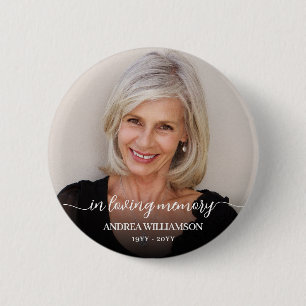 Foto-herdenkingsteken Ter liefdevolle herinnering Ronde Button 5,7 Cm