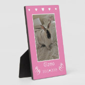 Foto-herdenkingsteken voor kind met konijn | Roze Fotoplaat (Zijkant)