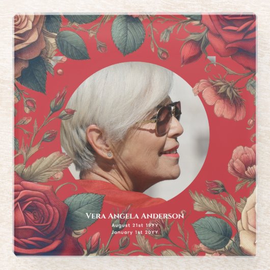 Foto Herdenkingsviering van het leven Funeral Gesc Glazen Onderzetter (Voorkant)