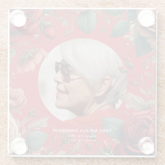 Foto Herdenkingsviering van het leven Funeral Gesc Glazen Onderzetter (Achterkant)