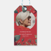 Foto-herdenkingsviering van rouwcadeaus cadeaulabel (Voorkant)