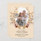 Foto Herfst Boho Wildflower Bruiloft Save The Date (Voorkant / Achterkant)