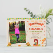 Foto Herfst festival verjaardagsuitnodiging meisje Kaart (Staand voorkant)