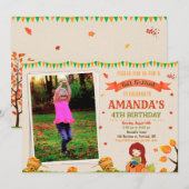 Foto Herfst festival verjaardagsuitnodiging meisje Kaart (Voorkant / Achterkant)