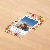 Foto Herfst Floral Bewaar de datum Acryl Uitnodigingen (Laagn)