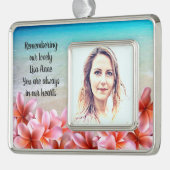 Foto Herinnering Strand Plumeria Tropisch Verzilverd Omlijst Ornament (Links)