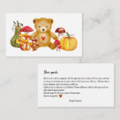 Foto Herinneringen Herfst Teddy Bear Baby shower Informatiekaartje (Voorkant / Achterkant)