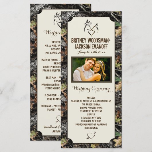 Foto Herten Harten Jagen Camo Wedding Programma's (Voorkant / Achterkant)