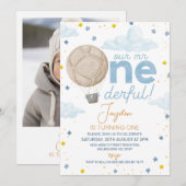 Foto Hete Luchtballon Mr. Onederful 1e Verjaardag Kaart (Voorkant / Achterkant)