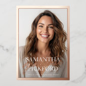 Foto High School 2025 Afstudeerfeest Roos Gold Folie Uitnodiging (Voorkant)