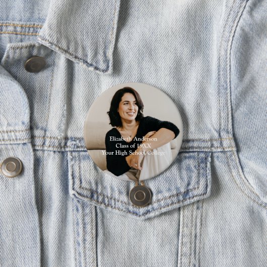 Foto High School College Reünie gepersonaliseerd Ronde Button 7,6 Cm (In situ)