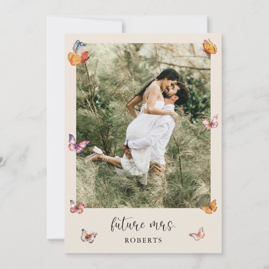 Foto Hij Geeft Me Vlinders Bruiloft Feest Kaart (Achterkant)