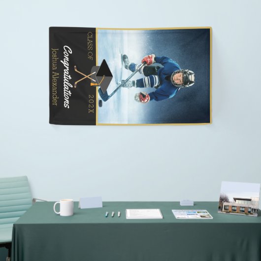 Foto Hockey player gefeliciteerd afstuderen Spandoek (Beurs)