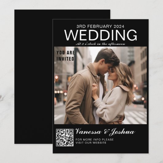 Foto Hoesje Magazin QR Code Wedding Kaart (Voorkant / Achterkant)