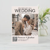 Foto Hoesje Magazin QR Code Wedding Kaart (Staand voorkant)