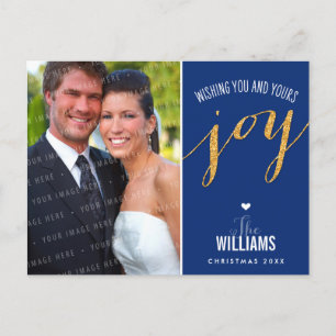 FOTO HOLIDAY CARD glitter type gouden marineblauw Feestdagenkaart
