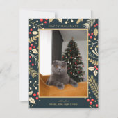FOTO HOLIDAY | Gouden kerst Holly & Berries Feestdagenkaart (Voorkant)