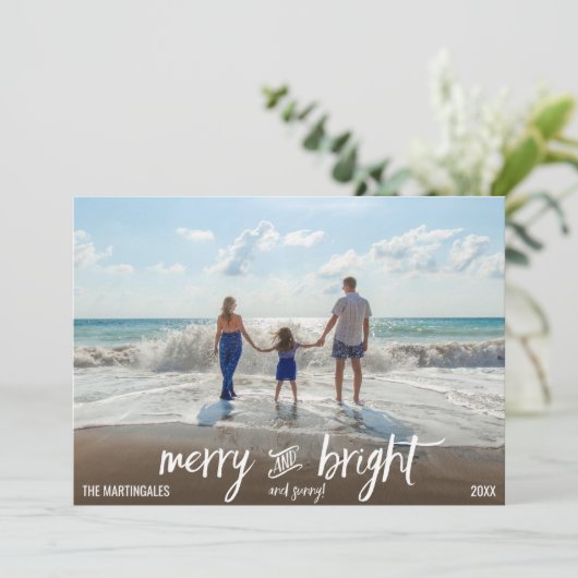 FOTO HOLIDAY-KAART | Kerstkerst in strand Feestdagenkaart (Staand voorkant)