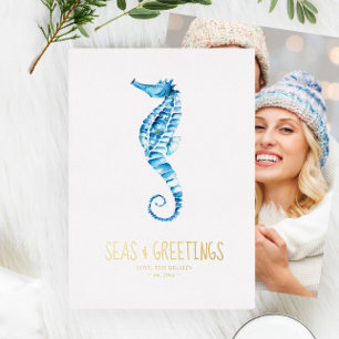 Foto Holiday Kaart Waterverf Seahorse