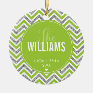 FOTO HOLIDAY ORNAMENT chevron glitter Silver limoe
