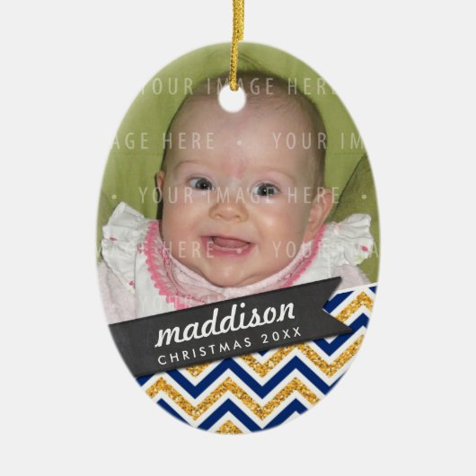 FOTO HOLIDAY OVAL ORNAMENT bold chevron glitter (Voorkant)