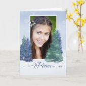 Foto Holiday Peace with Evergreen Trees Kaart (Gele Bloem)