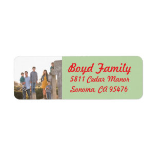 Foto Holiday Return Address Labels: Rood en groen Etiket