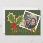 Foto Holly Berries Borduurwerk Kerstmis Feestdagenkaart (Voorkant)