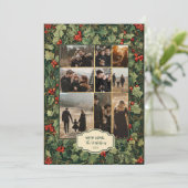 Foto  Holly Christmas Feestdagenkaart (Staand voorkant)