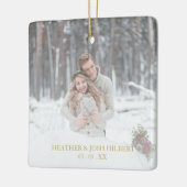 Foto Holly vertakt ons eerste gehuwde kerstfeest Keramisch Ornament (Links)