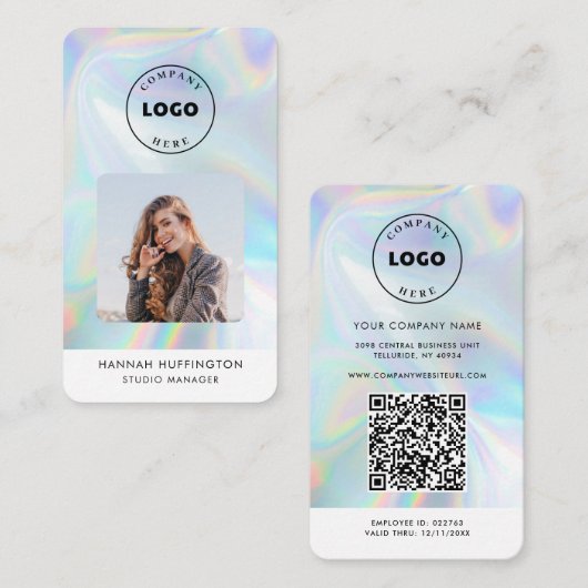 Foto Holographic van Logo QR Code Employee Visitekaartje (Voorkant / Achterkant)