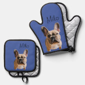 Foto Hond Kat Custom Monogram Ovenwant & Pannenlap Set (Voorkant / Achterkant)