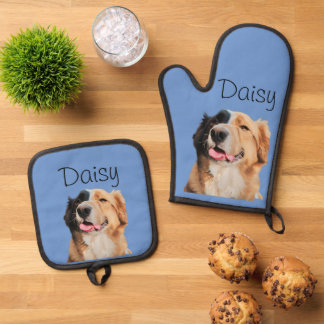 Foto Hond Kat Custom Monogram Ovenwant & Pannenlap Set