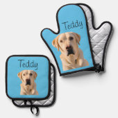 Foto Hond Kat Custom Monogram Ovenwant & Pannenlap Set (Voorkant / Achterkant)