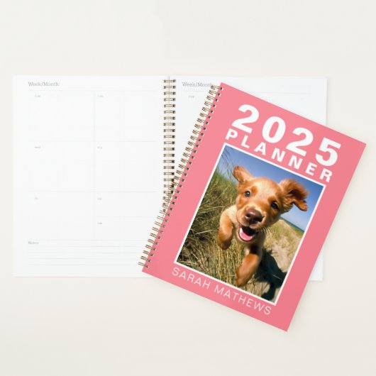 Foto Hond Koraal Roze Naam 2025 Planner (Display)