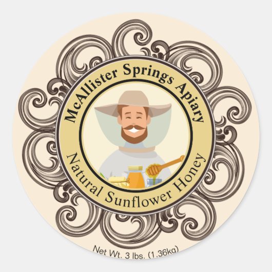 Foto Honey Jar Beekeeper Gold Ronde Sticker (Voorkant)