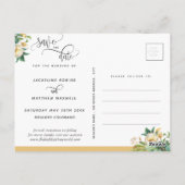 Foto: Honey White Floral Wedding Save the Date Briefkaart (Achterkant)