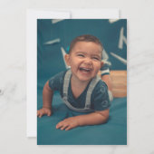 Foto honkbal baby inwijding uitnodiging met kruis (Achterkant)