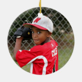 Foto  Honkbal Dubbelzijdige Kinder Jongens Keramisch Ornament (Achterkant)