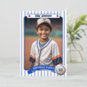 Foto Honkbal Verjaardagsfeestuitnodiging Kaart (Staand voorkant)