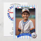 Foto Honkbal Verjaardagsfeestuitnodiging Kaart (Voorkant / Achterkant)