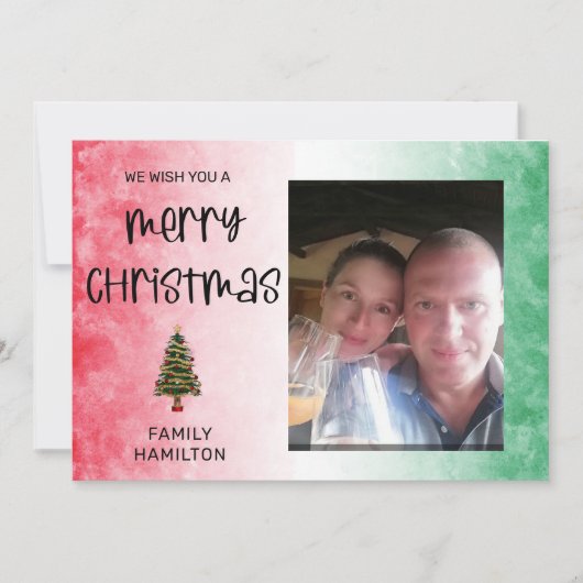 Foto Horizontale Kerstflat Feestdagenkaart (Voorkant)