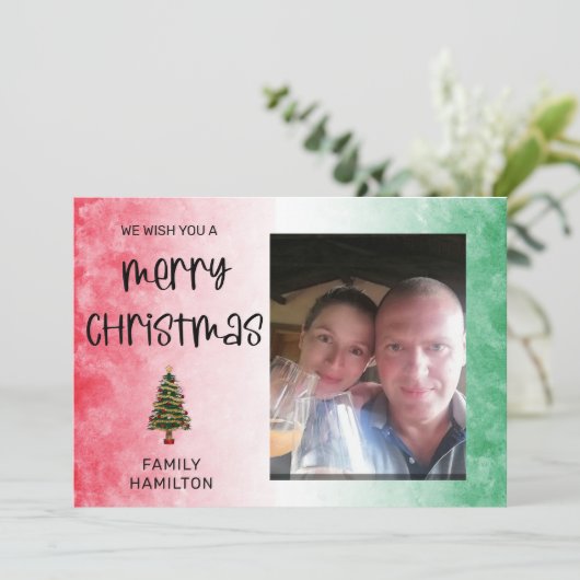 Foto Horizontale Kerstflat Feestdagenkaart (Staand voorkant)