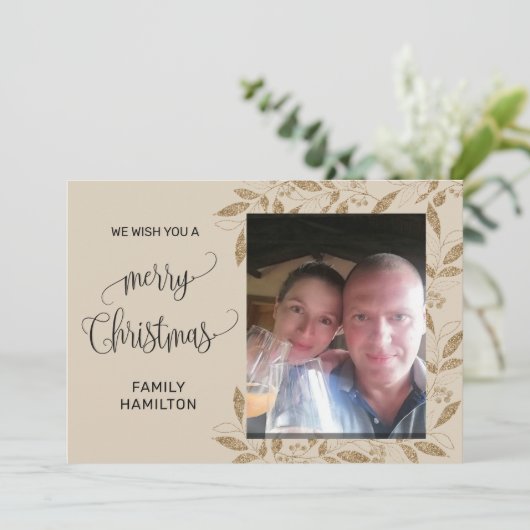 Foto Horizontale Kerstflat Feestdagenkaart (Staand voorkant)