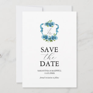 Foto Hortensia Monogram Trouwkaart Opslagtermijn Kaart