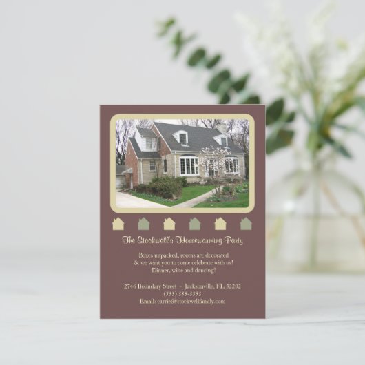 Foto: Housewarming Invitation - Brown Kaart (Staand voorkant)