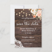 Foto Houten Kant, Lichten, Blush Roze & Perzik Blo Save The Date (Voorkant)