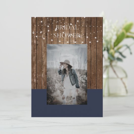 Foto & Houten Lichten Marine Vrijgezellenfeest Kaart (Staand voorkant)