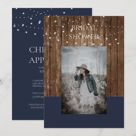 Foto & Houten Lichten Marine Vrijgezellenfeest Kaart (Voorkant / Achterkant)