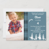 Foto houthakker 4de verjaardagsfeestje blauwe jong kaart (Voorkant)